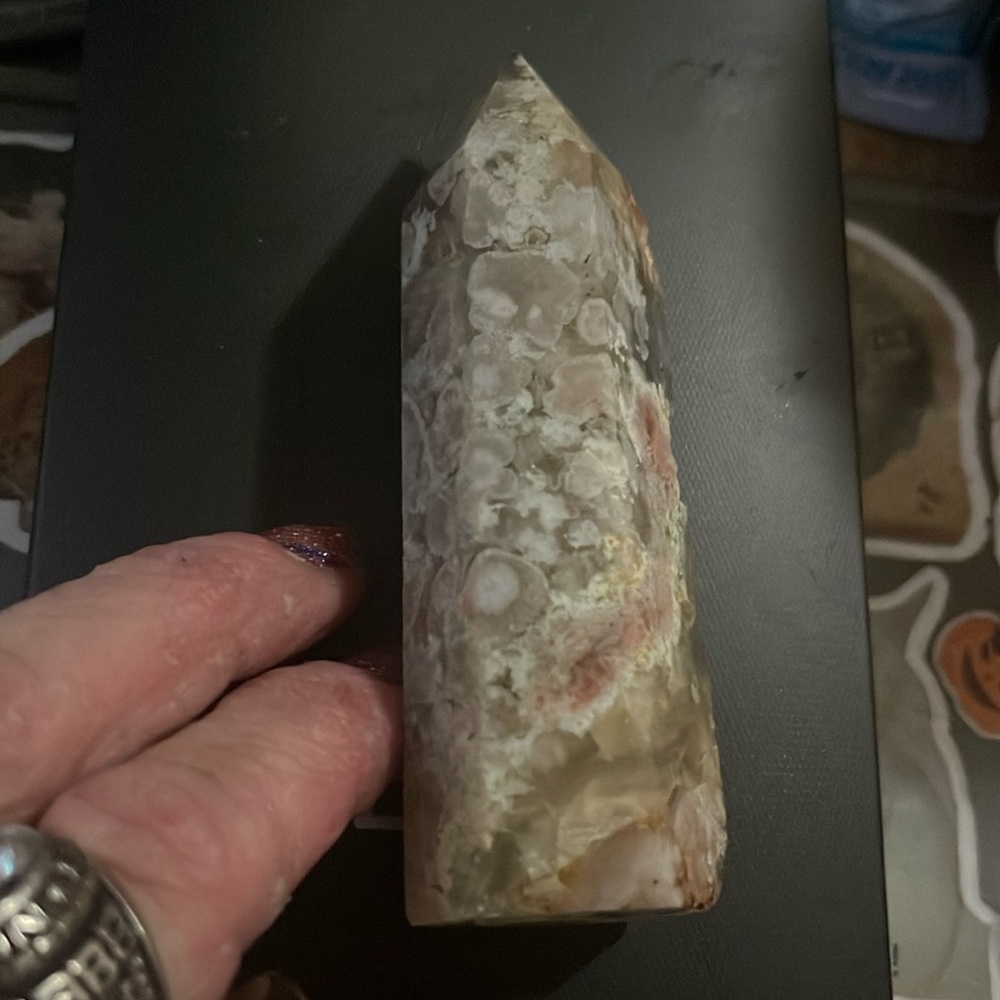 NWOT Polished Flower Agate Obelisk/Tower!